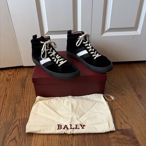 Bally Hedern Men’s Black Mix Silk Fabric High-Top Sneaker Size 12D